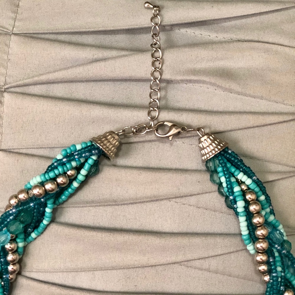 Statement Blue/Teal Shell Necklace - Picture 3 of 3
